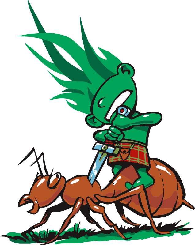 Fescue character riding ant