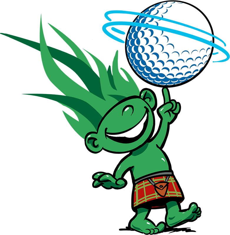 Fescue character spinning golf ball